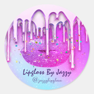 Thank You Shopping Lipgloss Drip Holograph VIP Classic Round Sticker