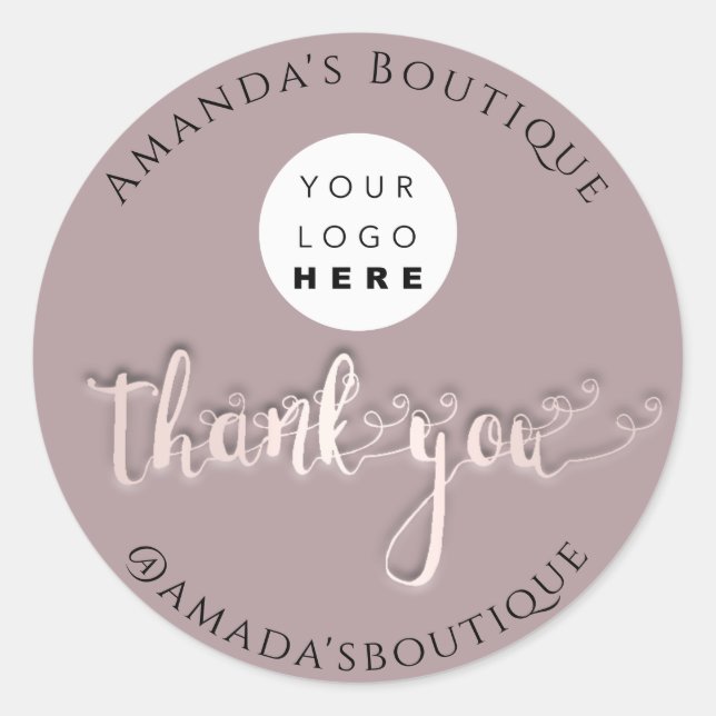  Thank You Shopping Logo Gold Logo Rose Smoky  Classic Round Sticker (Front)