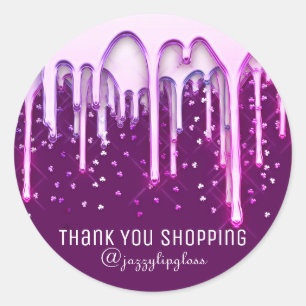 Thank You Shopping Makeup Beauty Drip Pink Marsala Classic Round Sticker