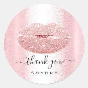 Thank You Shopping Makeup Kiss Lips Classic Round Sticker