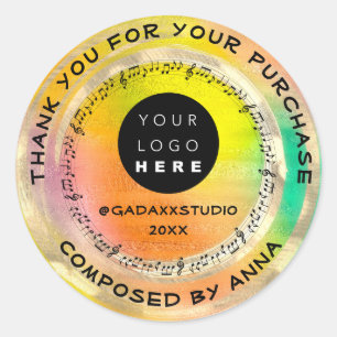 Thank You Shopping Music Logo Social Holographic  Classic Round Sticker