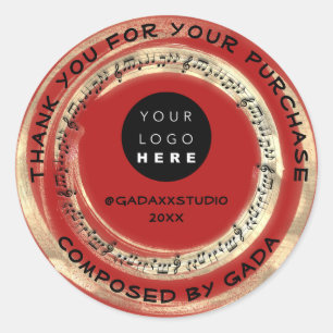 Thank You Shopping Music Logo Social Notes Song Classic Round Sticker
