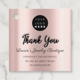 Thank You Shopping Name Logo QRCode Rose Jewellery Favour Tags