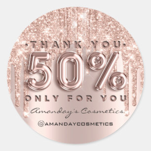 Thank You Shopping Name Rose Drips 50%Off Classic Round Sticker