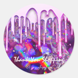 Thank You Shopping Product Drip Confetti Rainbow Classic Round Sticker