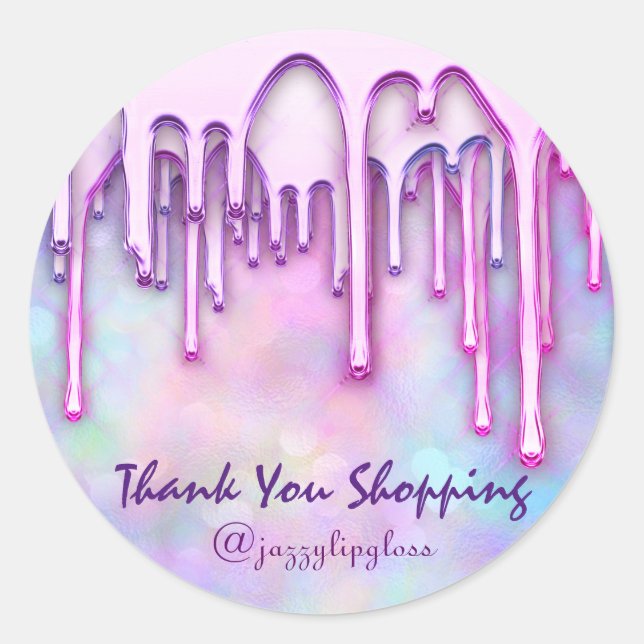 Thank You Shopping Product Nails Lip Holograph Classic Round Sticker (Front)