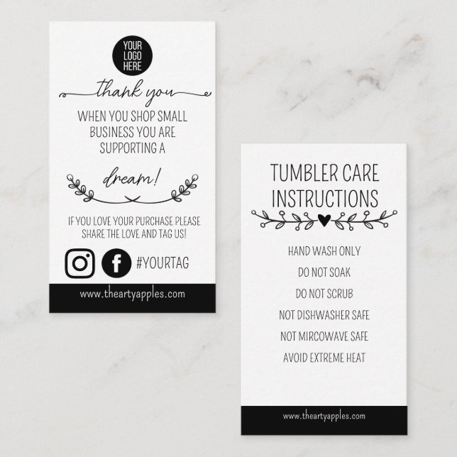 Thank You Shopping Small Insert Card – Logo (Front/Back)