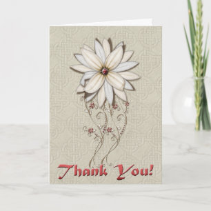 Thank You Silver and White Flower Card
