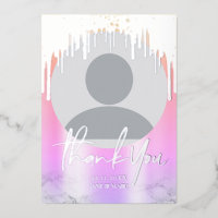Thank You Silver Holographic Glitter Drips Photo