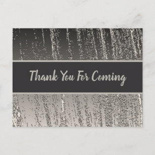 Thank You Silver Metallic Stripe Shower Guest Postcard