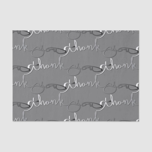 "Thank you" Silvery Gradient Hand-Written Tissue Paper (Front)