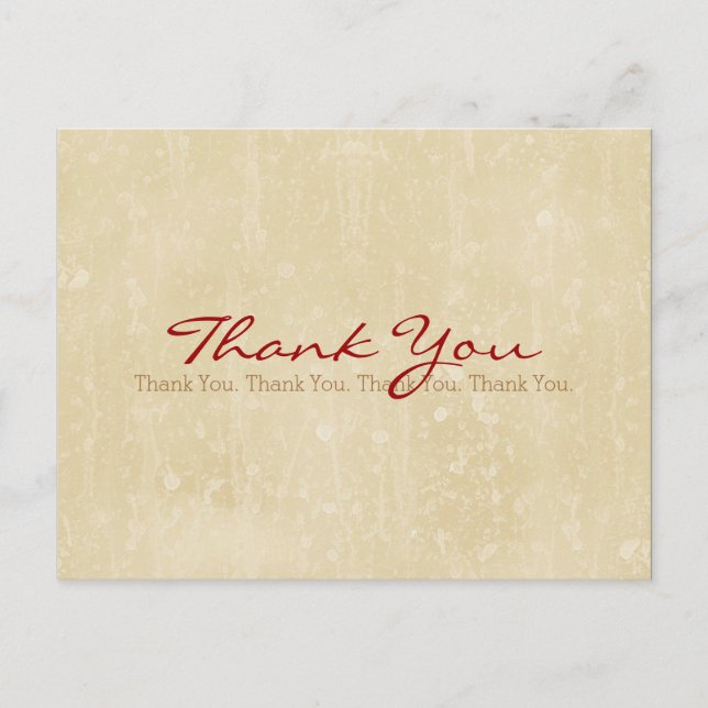 Thank You Simple Beige Grunge Background Postcard (Front)