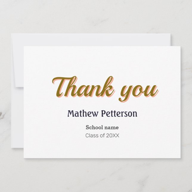thank you simple black red classy add  graduation  card (Front)
