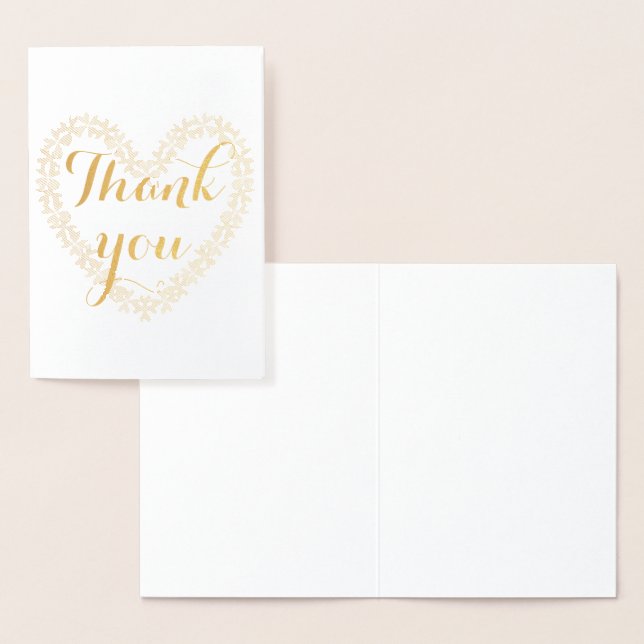 Thank You Simple Blank Cute Heart White Foil Card (Display)