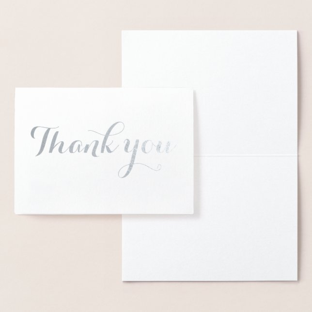 Thank You Simple Blank Elegant Trendy White Foil Card (Display)