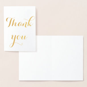 Thank You Simple Blank Elegant Trendy White Foil Card