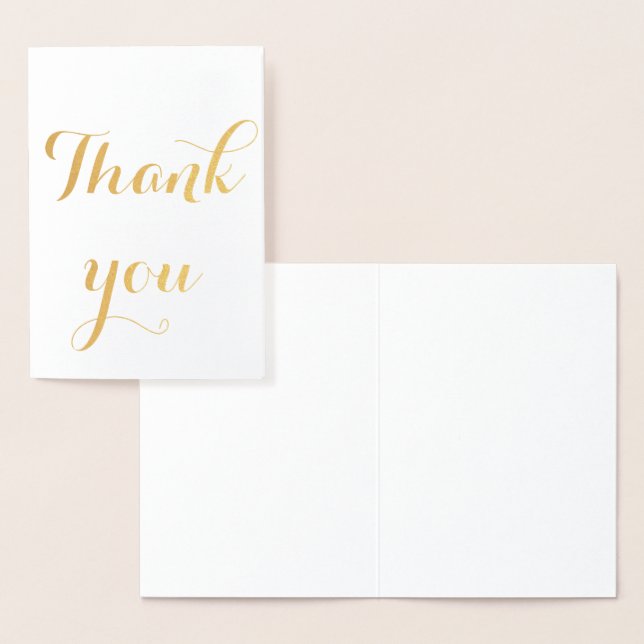 Thank You Simple Blank Elegant Trendy White Foil Card (Display)