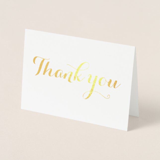 Thank You Simple Blank Elegant Trendy White Foil Card (Front)