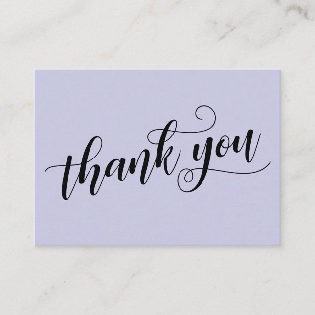 Thank You Simple Elegant Lavender Wedding Favour Enclosure Card (Front)