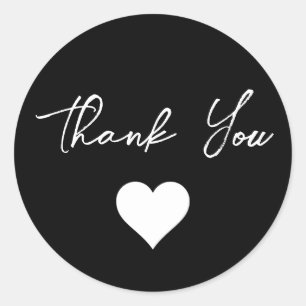 Thank You Simple Elegant Modern Minimalist Black Classic Round Sticker