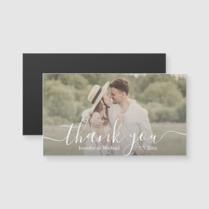 thank you simple handwriting wedding photo magnet