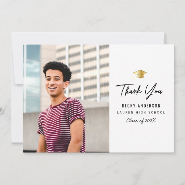 THANK YOU | Simple High school graduation card (Front)