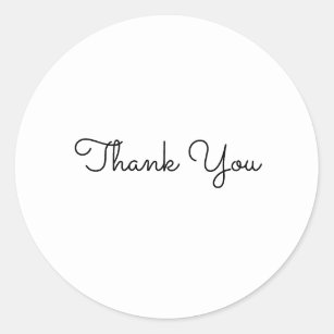thank you simple minimal text style card classic round sticker