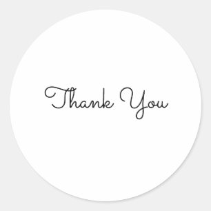 thank you simple minimal text style card classic round sticker