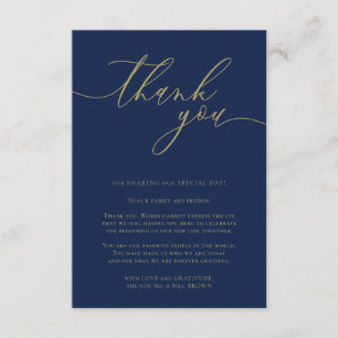 Thank you simple navy gold wedding enclosure card