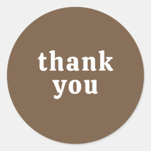 Thank You Simple Retro Font Wedding Brown Classic Round Sticker