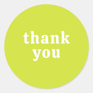 Thank You Simple Retro Font Wedding Chartreuse Classic Round Sticker