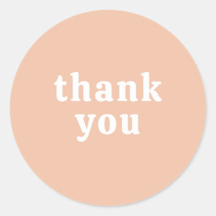 Thank You Simple Retro Font Wedding Peach Classic Round Sticker