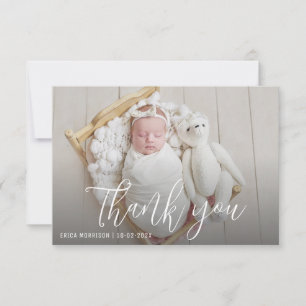 THANK YOU simple script birth announcement