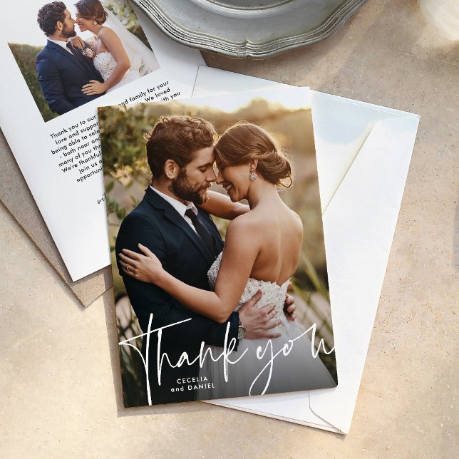 Thank you simple script wedding photo card (Creator Uploaded)