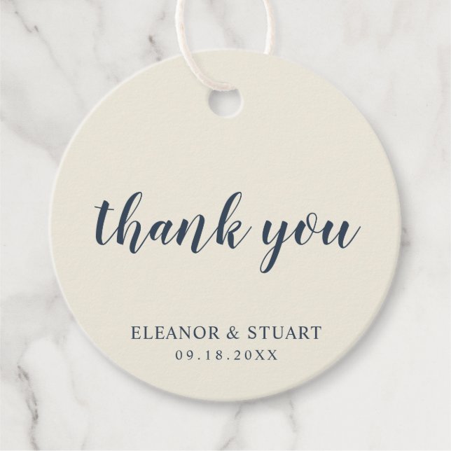Thank You Simple Solid Colour Ivory Wedding Favour Tags (Front)