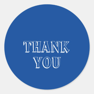 Thank You Simple Typography Navy Blue Classic Round Sticker