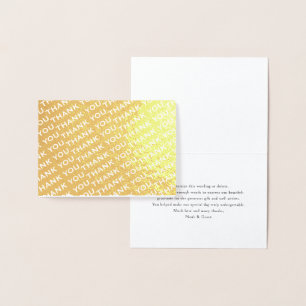 Thank You Simple Typography Pattern Folded Note Foil Card