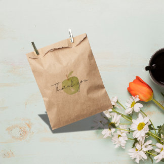 Thank you simple watercolor apple greenery favour bag