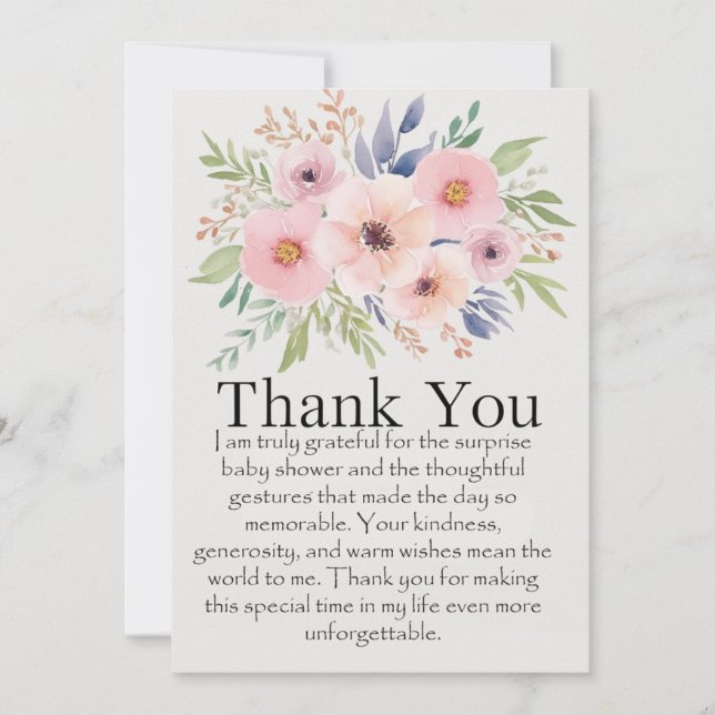 Thank you sincerely for the surprise baby shower.  invitation (Front)