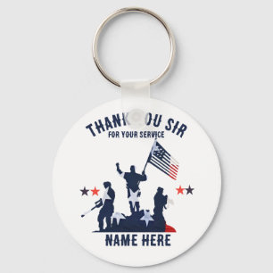 Thank You Sir For Your Service Personalised Key Ring