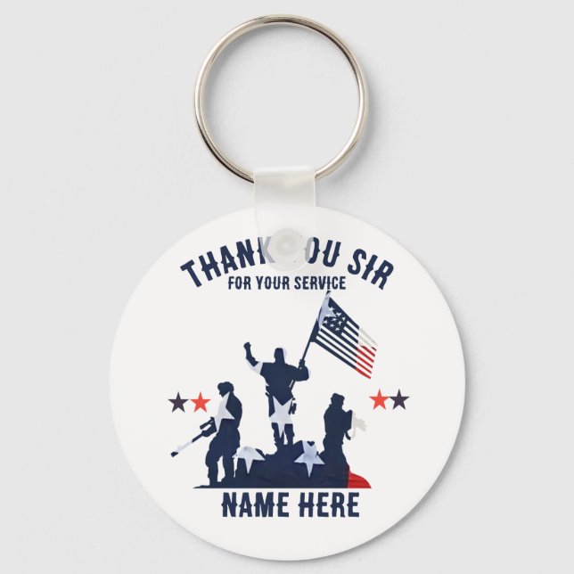 Thank You Sir For Your Service Personalised Key Ring (Front)