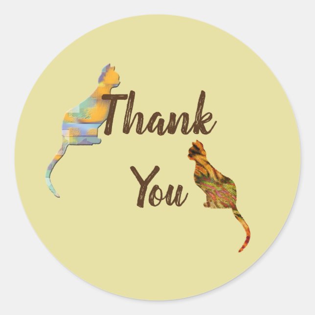 Thank You Sitting Kittens Appreciation Cat Thanks Classic Round Sticker (Front)