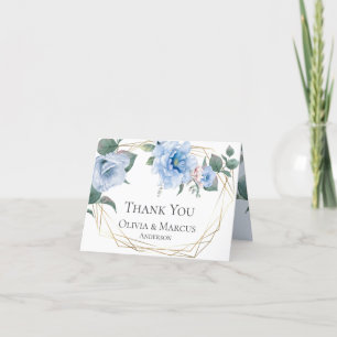 Thank You   Sky Blue Watercolor Peonies Card