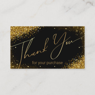  thank you small business black golden glitters  enclosure card
