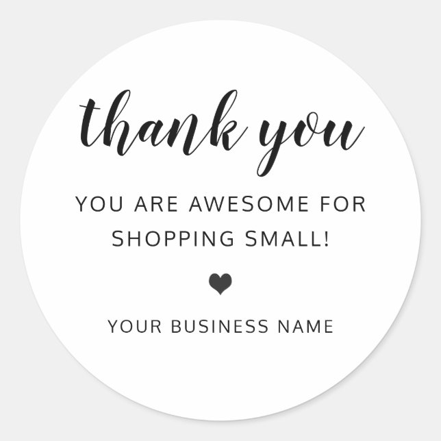 thank you small business cute heart classic round sticker (Front)