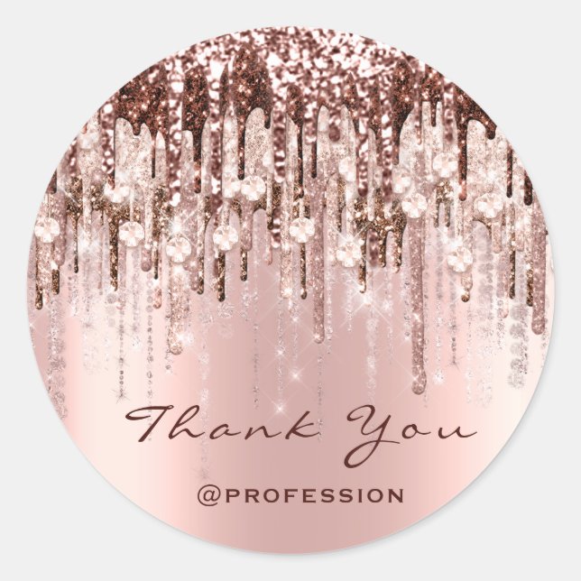 Thank You Small Business Drips Rose Drips Blush Classic Round Sticker (Front)