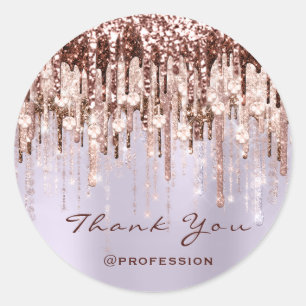 Thank You Small Business Drips Rose Drips Purple Classic Round Sticker