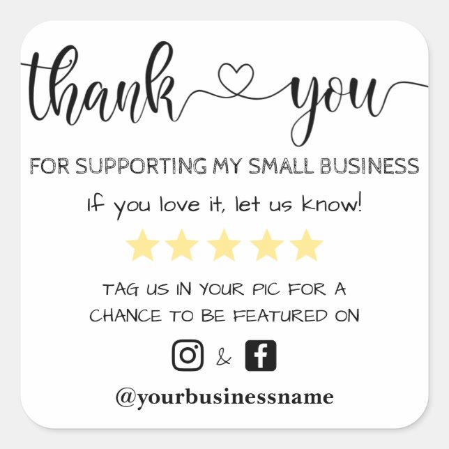 thank you small business facebook instagram modern square sticker (Front)