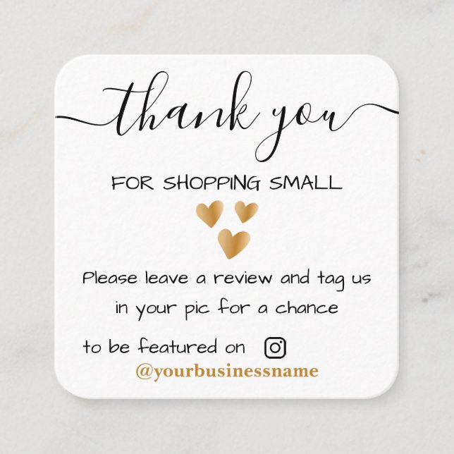 thank you Small Business Handmade instagram Calling Card (Front)