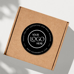 Thank You Small Business Logo Simple Black Classic Round Sticker